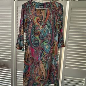 Tommy Hilfiger Pink and Green Long Sleeve Dress